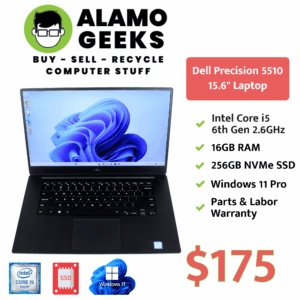 Dell Precision 15.6" Laptop - Intel Core i5 2.6GHz | 16GB | 256GB NVMe SSD | WIN 11