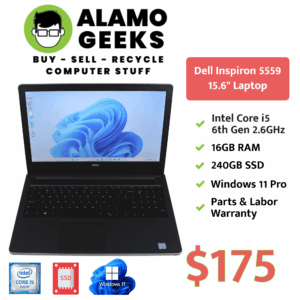 Dell Inspiron 5559 15.6" Laptop - Intel Core i5 6th Gen | 16GB | 240GB SSD | WIN 11