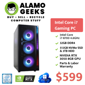 eSports Gaming PC | Intel Core i7-8700 4.6GHz | 32GB RAM | 512GB NVME SSD | NVIDIA RTX 3050 GPU