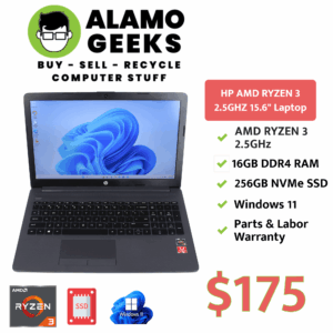 HP 255 G7 15.6" Laptop - AMD RYZEN 3 2.5GHz | 16GB | 256GB NVMe SSD | WIN 11