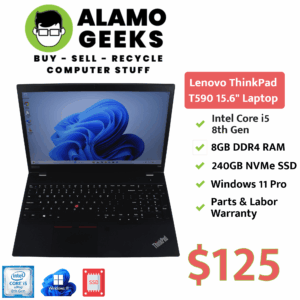 Lenovo ThinkPad T590 15.6" Laptop - Intel Core i5 8th Gen | 8GB RAM | 240GB SSD | GRADE B