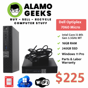 Dell Optiplex 7060 Micro PC - Intel Core i5 8th Gen | 16GB | 240GB SSD | WiFi | Bluetooth