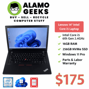 Lenovo ThinkPad T470 14" Laptop - Intel Core i5 6th Gen 2.40GHz | 16GB | 256GB NVMe SSD | WIN 11
