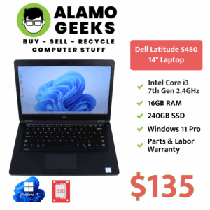 Dell Latitude 5480 14" Laptop - Intel Core i3-7100u 2.4GHz | 16GB | 240GB SSD | WIN 11 PRO