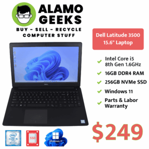 Dell Latitude 3500 15.6" Laptop - Intel Core i5 8th Gen | 16GB | 256GB NVME SSD | WIN 11 PRO