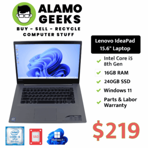 Lenovo IdeaPad 15.6" Laptop - Intel Core i5 8th Gen | 16GB | 240GB SSD | WIN 11