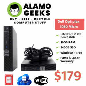 Dell Optiplex 7050 Micro PC - Intel Core i5 7th Gen 2.7GHz | 16GB RAM | 240GB SSD | WIFI