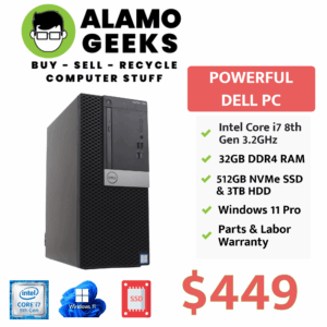 Dell Optiplex 7060 MT PC - Intel Core i7-8700 3.2GHz | 32GB DDR4 | 512GB NVMe SSD | 3TB HDD