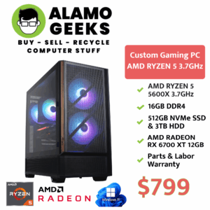 Custom Gaming PC - AMD RYZEN 5 3.7GHz | 16GB RAM | 512GB NVME SSD | AMD RX 6700 XT GPU