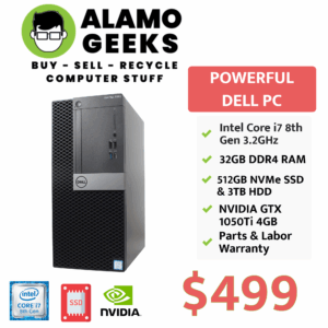 Dell Optiplex 5060 Tower PC - Intel Core i7 8th Gen | 32GB | 512GB NVMe SSD | NVIDIA GTX GPU