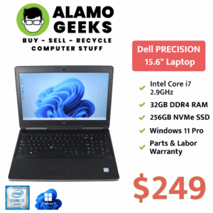 Dell Precision 15.6" Laptop - Intel Core i7 2.9GHz | 32GB DDR4 | 256GB NVMe SSD | AMD GPU