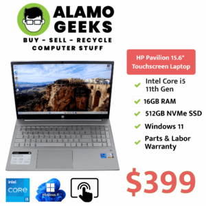 HP Pavilion 15.6" Touchscreen Laptop - Intel Core i5 11th Gen 2.5GHz | 16GB | 512GB NVMe SSD