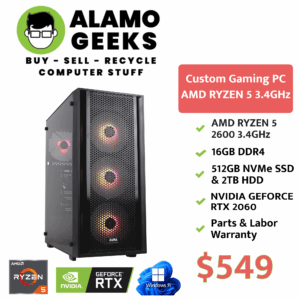 Custom Gaming PC - AMD RYZEN 5 3.4GHz | 16GB RAM | 512GB NVME SSD | NVIDIA RTX 2060 GPU
