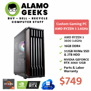 Custom Gaming PC - AMD RYZEN 5 3.6GHz | 16GB RAM | 512GB NVME SSD | NVIDIA RTX 3060 12GB GPU
