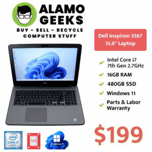 Dell Inspiron 5567 15.6" Laptop - Intel Core i7 7th Gen 2.7GHz | 16GB | 480GB SSD | WIN 11