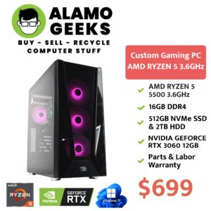 Custom Gaming PC - AMD RYZEN 5 3.6GHz | 16GB RAM | 512GB NVME SSD | NVIDIA RTX 3060 12GB GPU