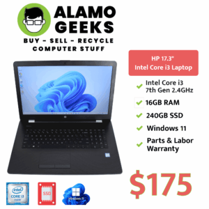 HP 17.3" Laptop - Intel Core i3 2.4GHz | 16GB | 240GB SSD | WIN 11