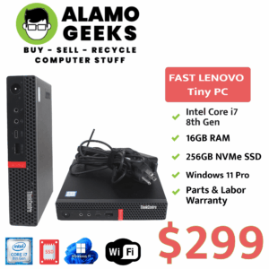 Lenovo ThinkCentre M720q Tiny PC - Intel Core i7 8th Gen | 16GB | 256GB NVMe SSD | WiFi