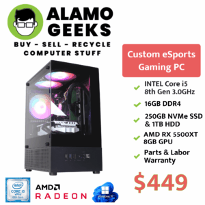 eSports Gaming PC - Intel Core i5 8th Gen 3.0GHz | 16GB DDR4 RAM | 250GB NVMe SSD | AMD RX 5500 XT