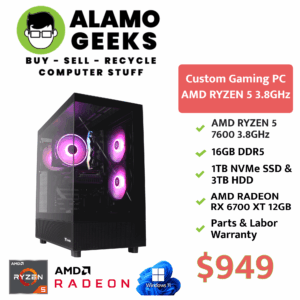 Custom Gaming PC - AMD RYZEN 5 7600 | 32GB DDR5 | 1TB NVME SSD & 3TB HDD | AMD RX 6700 XT