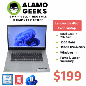 Lenovo IdeaPad 15.6" Laptop - Intel Core i7 7th Gen | 16GB | 256GB NVMe SSD | Nvidia GPU