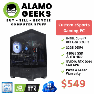 eSports Gaming PC - Intel Core i7 8th Gen | 32GB DDR4 RAM | 480GB SSD & 1TB HDD | NVIDIA RTX 2060
