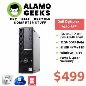 Dell Optiplex 7080 SFF PC - Intel Core i7 10th Gen | 32GB | 512GB NVMe SSD | WIN 11