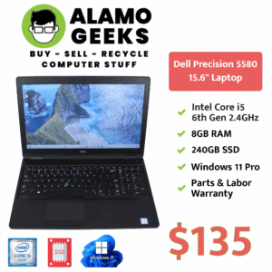 Dell Latitude 5580 15.6" Laptop - Intel Core i5 6th Gen 2.4GHz | 8GB | 240GB SSD | WIN 11 PRO