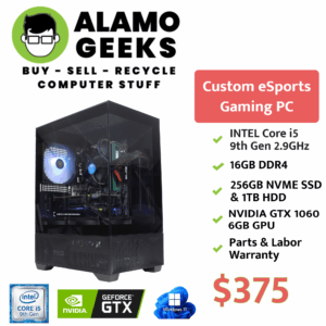 eSports Gaming PC - Intel Core i5 9th Gen | 16GB DDR4 RAM | 256GB NVMe SSD | NVIDIA GTX 1060 GPU