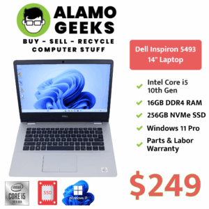 Dell Inspiron 5493 14" Laptop - Intel Core i5 10th Gen | 16GB | 256GB NVMe SSD | WIN 11