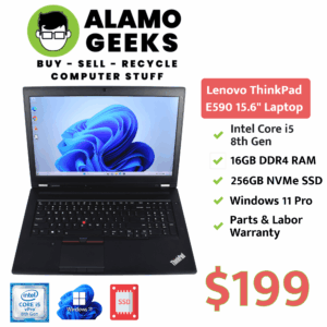 Lenovo ThinkPad E590 15.6" Laptop - Intel Core i5 8th Gen | 16GB RAM | 256GB NVMe SSD | WIN 11