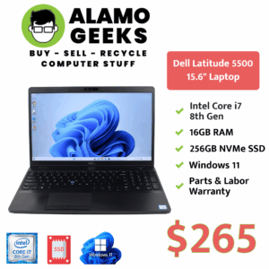 Dell Latitude 5500 15.6" Laptop - Intel Core i7 8th Gen | 16GB | 256GB NVME SSD | WIN 11