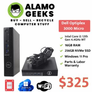 Dell Optiplex 3000 Micro PC - Intel Core i5-12500T 4.4GHz Max Turbo | 16GB | 256GB NVMe SSD