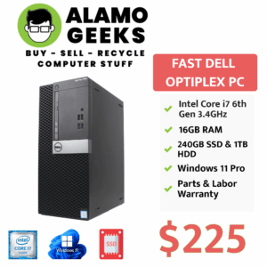 Dell Optiplex 7040 MT PC - Intel Core i7 6th Gen 3.40GHz | 16GB | 240GB SSD | 1TB HDD