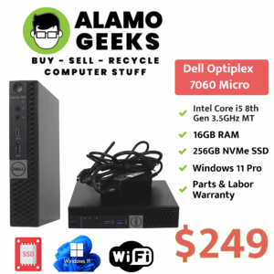 Dell Optiplex 7060 Micro PC - Intel Core i5 8th Gen | 16GB | 256GB NVMe SSD | WiFi | Bluetooth