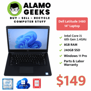 Dell Latitude 5480 14" Laptop - Intel Core i5-6300U 2.4GHz | 8GB | 240GB SSD | WIN 11 PRO