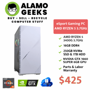 eSports Gaming PC - AMD Ryzen 5 3.7GHz | 16GB | 250GB NVME SSD | 1TB HDD | NVIDIA GTX 1660 Super