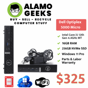 Dell Optiplex 5000 Micro PC - Intel Core i5 12th Gen 4.4GHz | 16GB RAM | 256GB NVMe SSD | WIFI