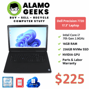 Dell Precision 17.3" Laptop - Intel Core i7 2.9GHz | 16GB | 256GB NVMe SSD | NVIDIA GPU