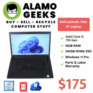 Dell Latitude 7480 14" Laptop - Intel Core i5 2.6GHz | 16GB RAM | 240GB SSD | WIN 11