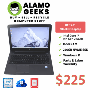HP ZBook 15.6" Laptop - Intel Core i7 2.6GHz | 16GB | 256GB NVMe | NVIDIA GPU | WIN 11